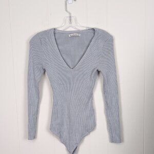 Ribbed Bodysuit by Abercrombie & Fitch grey